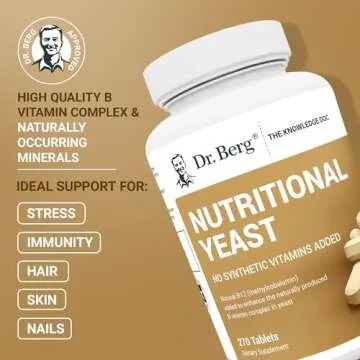 Dr. Berg Nutritional Yeast Tablets – Natural B12 Added - All 8 B Vitamin Complex – Organic Vanil...