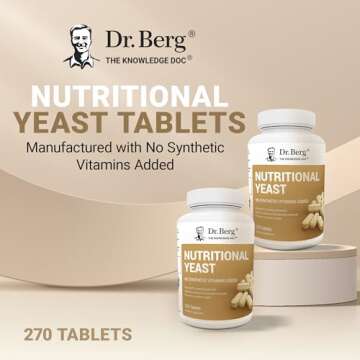 Dr. Berg Nutritional Yeast Tablets – Natural B12 Added - All 8 B Vitamin Complex – Organic Vanilla Flavor - 270 Vegan Tablets Dietary Supplements