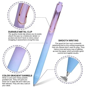 Drawdart 12 Gel Pens Set for Smooth Writing Without Bleed