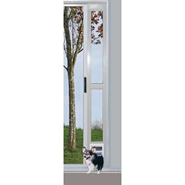 Ideal Pet Products Modular ALUMINUM Pet Patio Door with Single Pane Glass and Clear Flexible Flap. F...