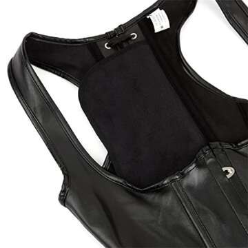 CBlack Leather Corset Top Black Faux Leather Underbust Corset Steampunk Leather Corsets for Women Size S