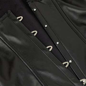 CBlack Leather Corset Top Black Faux Leather Underbust Corset Steampunk Leather Corsets for Women Size S