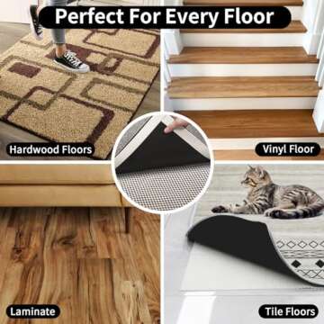FestiCorp Non Slip Rug Pads 3x5 Ft Non Skid Rug Pad Gripper, Anti-Slip Carpet Rug Mats for Under Rugs and Hard Surface Floors