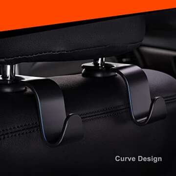 Luckybay Car Seat Headrest Hook 4 Pack Auto Seat Hook Hanger Storage Organizer Interior Accessories ...