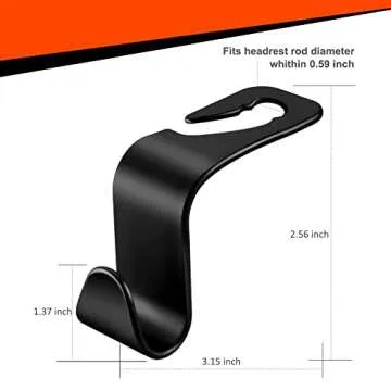 Luckybay Car Seat Headrest Hook 4 Pack Auto Seat Hook Hanger Storage Organizer Interior Accessories Universal for Handbag Purse Coat Umbrellas Grocery fit Universal Vehicle Car