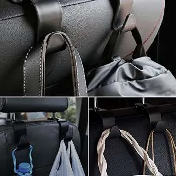 Luckybay Car Seat Headrest Hook 4 Pack Auto Seat Hook Hanger Storage Organizer Interior Accessories Universal for Handbag Purse Coat Umbrellas Grocery fit Universal Vehicle Car