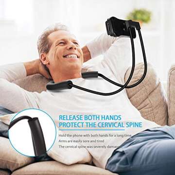 YUNLEJP Lazy Neck Phone Holder,Cell Phone Stand for Bed Around Neck,Hand Free Flexible Tablet Holder...