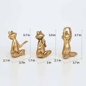 Gold Frog Figurines Yoga Decor 3.7In Set of 3 –Frog Yoga Statues for Modern Living Room Desk Table...
