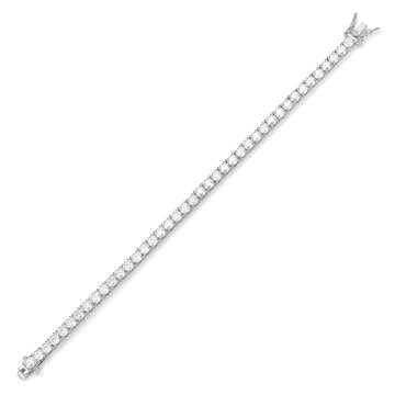 Amazon Essentials Platinum Plated Sterling Silver Round Cut Cubic Zirconia Tennis Bracelet (4mm), 7.5" (previously Amazon Collection)