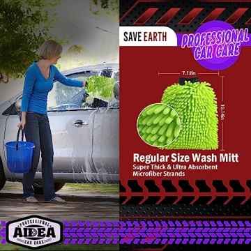 AIDEA Car Wash Mitt Microfiber 2PK - Scratch Free, Soft Cleaning