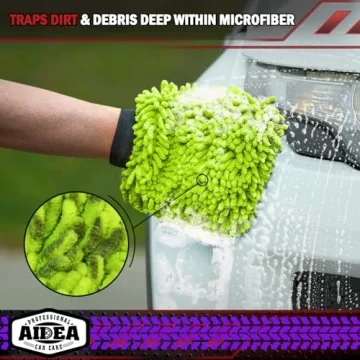 AIDEA Car Wash Mitt Microfiber 2PK - Scratch Free, Soft Cleaning