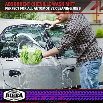 AIDEA Car Wash Mitt Microfiber 2PK - Scratch Free, Soft Cleaning