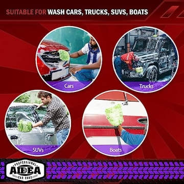 AIDEA Car Wash Mitt Microfiber 2PK - Scratch Free, Soft Cleaning