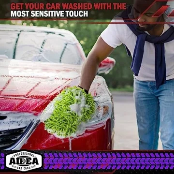 AIDEA Car Wash Mitt Microfiber 2PK - Scratch Free, Soft Cleaning