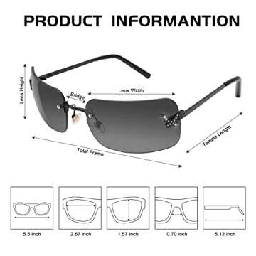 Stylish Rectangle Y2K Sunglasses for Women - Trendy Shades