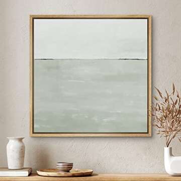 SIGNWIN Framed Canvas Print Wall Art Watercolor Abstract Gray Landscape Nature Shapes Illustrations Modern Art Decorative Contemporary Minimal for Living Room, Bedroom, Office - 16"x16" Natural