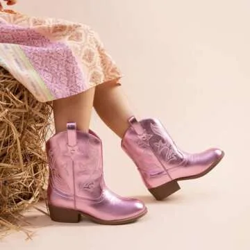 DREAM PAIRS Girls Cowboy Cowgirl Boots - Stylish & Fun