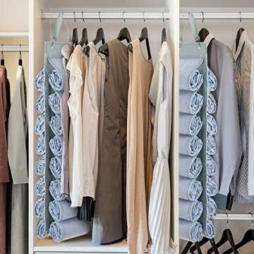 DHSFKBE Legging Organizer Storage - 2PCS T Shirt Organizer, Hanging Closet Organizers and Storage wi...