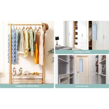 DHSFKBE Legging Organizer Storage - 2PCS T Shirt Organizer, Hanging Closet Organizers and Storage with 16 Roll Independent Compartments for Yoga Pants, Towel, Bathing Suit (Grey)