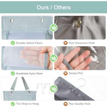 DHSFKBE Legging Organizer Storage - 2PCS T Shirt Organizer, Hanging Closet Organizers and Storage with 16 Roll Independent Compartments for Yoga Pants, Towel, Bathing Suit (Grey)