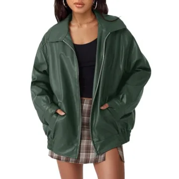AUTOMET Women’s Oversized Faux Leather Jacket – Chic & Cozy Outerwear