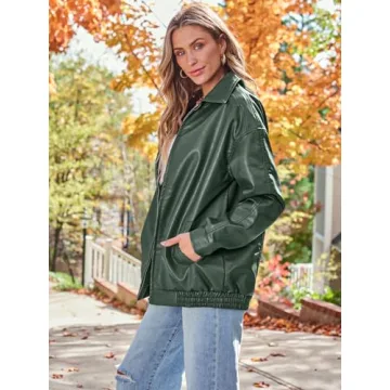AUTOMET Women's Oversized Faux Leather Jacket for Stylish Comfort