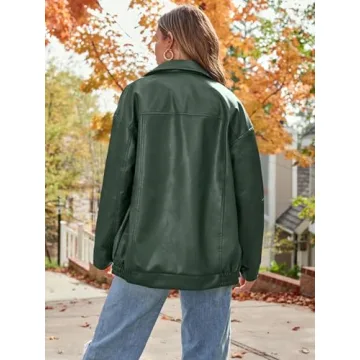AUTOMET Women's Oversized Faux Leather Jacket for Stylish Comfort