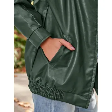 AUTOMET Women's Oversized Faux Leather Jacket for Stylish Comfort