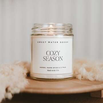 Sweet Water Decor Cozy Season Soy Candles - Fall Candles with Woods, Warm Spice, and Citrus Scent fo...