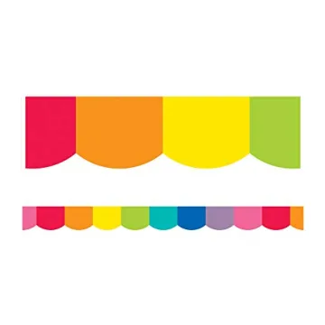 Schoolgirl Style Hello Sunshine Rainbow Bulletin Board Borders - Vibrant 39 Feet Scalloped Classroom...
