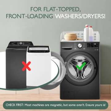 Eltow Laundry Guard with Silicone Gap Cover, Magnetic Fence for Washer/Dryer to Keep Clothes from Falling Behind, with 8 Strong Magnets, Laundry Room Accessories, Fits Most Washers (White)