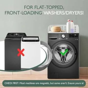 Eltow Laundry Guard with Silicone Gap Cover, Magnetic Fence for Washer/Dryer to Keep Clothes from Falling Behind, with 8 Strong Magnets, Laundry Room Accessories, Fits Most Washers (White)