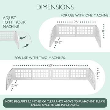 Eltow Laundry Guard with Silicone Gap Cover, Magnetic Fence for Washer/Dryer to Keep Clothes from Falling Behind, with 8 Strong Magnets, Laundry Room Accessories, Fits Most Washers (White)