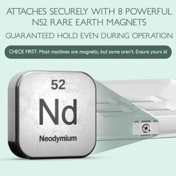 Eltow Laundry Guard with Silicone Gap Cover, Magnetic Fence for Washer/Dryer to Keep Clothes from Falling Behind, with 8 Strong Magnets, Laundry Room Accessories, Fits Most Washers (White)