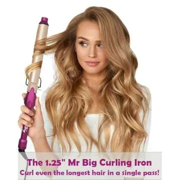 Mr Big Original Hair Curling Iron Wand - The Best, Longest XL Styling Curling Irons for Long Hair on The Market, Change Flat Bed Head Hair with This Waver Curler into Beach Waves, 9.5" Barrel, 1.25"