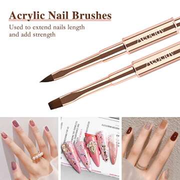Nail Art Brushes Nail Design Brushes Set Double-Ended 5pcs Nail Brushes Nail Art Tools Nail Liner Brush 3D Nail Art Decorations for Acrylic Application Professional for Nail Tech and Beginner