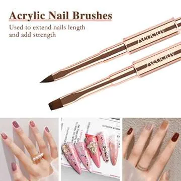 Nail Art Brushes Nail Design Brushes Set Double-Ended 5pcs Nail Brushes Nail Art Tools Nail Liner Brush 3D Nail Art Decorations for Acrylic Application Professional for Nail Tech and Beginner