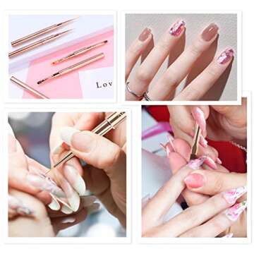 Nail Art Brushes Nail Design Brushes Set Double-Ended 5pcs Nail Brushes Nail Art Tools Nail Liner Brush 3D Nail Art Decorations for Acrylic Application Professional for Nail Tech and Beginner