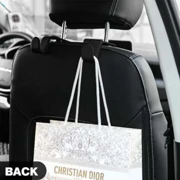 AMVOYOA U-Shaped Car Leather Hooks – Car Purse Holder, Headrest Hooks for Car, Back Seat Organizer - Elevate Your Travel Experience!(Beige)