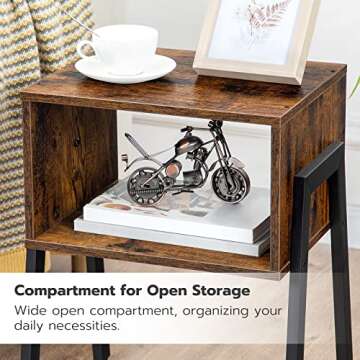 HOOBRO Nightstands Set of 2, Stackable End Table, Side Table, Bedside Tables with Open Storage Shelf, for Bedroom, Living Room, Rustic Brown BF38BZP201