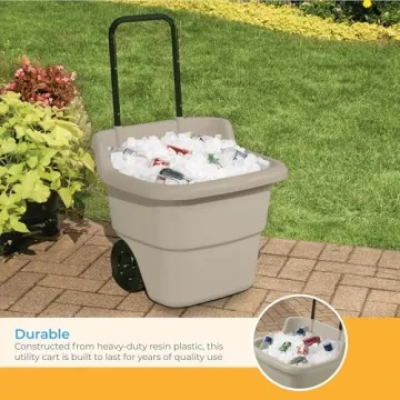 Suncast 15.5 Gallon Multi-Purpose Rolling Cart with Wheels