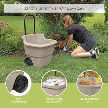 Suncast 15.5 Gallon Multi-Purpose Rolling Cart with Wheels