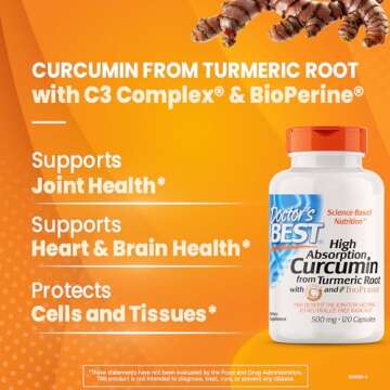 Doctor's Best Curcumin From Turmeric Root with C3 Complex & BioPerine, Benefit the Joints by Helping...