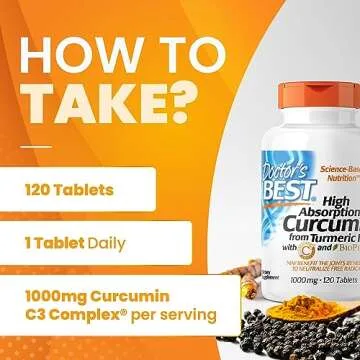 Doctor's Best Curcumin From Turmeric Root with C3 Complex & BioPerine, Benefit the Joints by Helping to Neutralize Free Radicals, Non-GMO, Gluten Free, Soy Free, Joint Support, 1000 mg, 120 Tablets