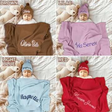 Personalized Baby Blanket, 100% Organic Cotton GOTS Certified, Customized Baby Blanket with Name, Baby Blankets for Boys and Girls, Perfect Personalized Gifts for Newborns, Kids and Baby Showers