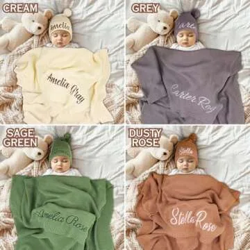 Personalized Baby Blanket, 100% Organic Cotton GOTS Certified, Customized Baby Blanket with Name, Baby Blankets for Boys and Girls, Perfect Personalized Gifts for Newborns, Kids and Baby Showers