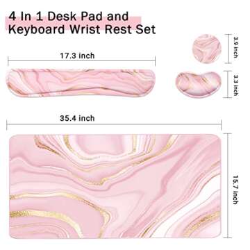 Ergonomic Keyboard Mouse Pad Set - Pink Gold 3Pcs