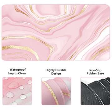 Ergonomic Keyboard Mouse Pad Set - Pink Gold 3Pcs