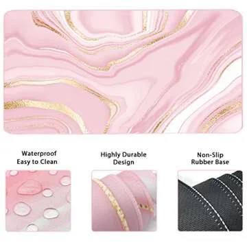 Ergonomic Keyboard Mouse Pad Set - Pink Gold 3Pcs