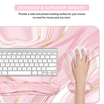 Ergonomic Keyboard Mouse Pad Set - Pink Gold 3Pcs